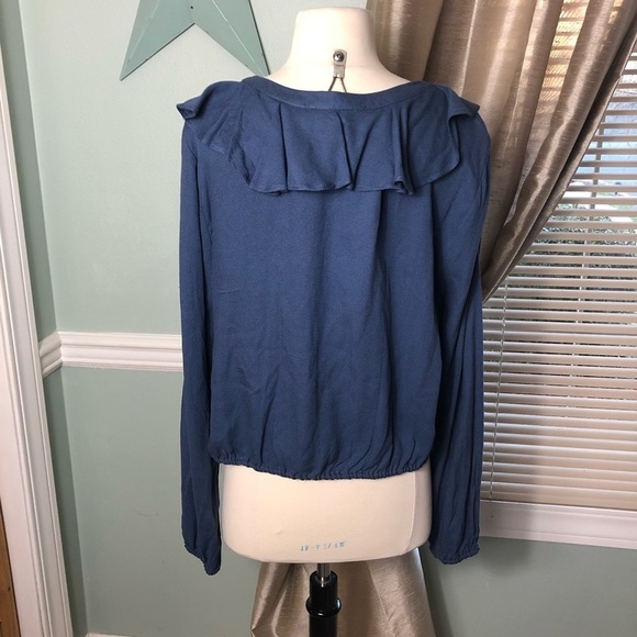 NEW Long Sleeve Womens Blouse Ruffled Lace Up - Picture 3 of 7